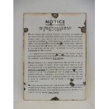 A rectangular enamel sign - Notice under the provisions of The Explosives Act 1875, 11 1/2 x 16".