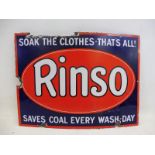 A Rinso 'Soak the clothes - that's all!' rectangular enamel sign, 24 x 18".