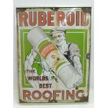 A Ruberoid Roofing pictorial enamel sign in aluminium frame, 28 1/2 x 38".