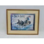 A framed and glazed reproduction Sun Life Assurance Society advertisement, 21 1/2 x 17".