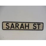 A road sign for Sarah Street.