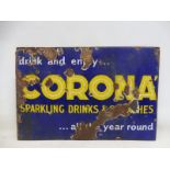 A Corona Sparkling Drinks and Squashes rectangular enamel sign, 30 x 20".