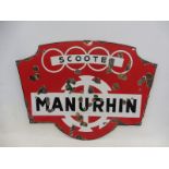 A Manurhin Scooter shaped enamel sign, 39 x 29".