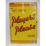 A Player's Please rectangular enamel sign with image of a sailor to lower corner, 22 1/2 x 34 1/2".