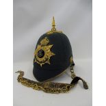 A Somersetshire Light Infantry ceremonial helmet, by Hawkes & Co. Ltd. with brass and leather chin