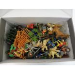 A box of plastic soldiers, various makers.