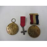 A WWI war medal awarded to Private F.G. Reed, Gloucestershire Regiment no. 200837 and two other