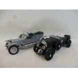 Two Franklin Mint scale models of Rolls-Royces including a 1907 Silver Ghost and a 1929 Bentley 4.