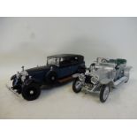 Two Franklin Mint scale models of Rolls-Royces including a 1907 Silver Ghost and a 1929 Rolls-