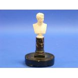 Cunard interest; a Cheverton ivory miniature bust of David MacIver, on marbled column and circular