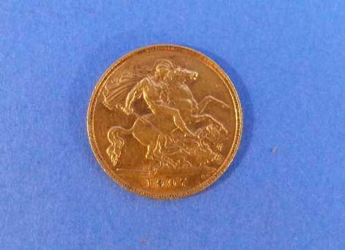 An Edward VII gold Half Sovereign, dated 1907.