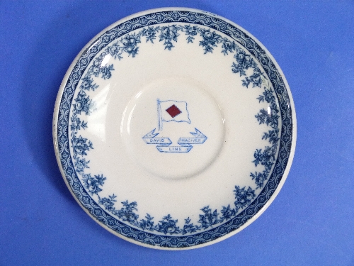 David MacIver Line; a D.A.S. Nesbitt & Co. (Liverpool) Cauldon Ware saucer, printed in blue and