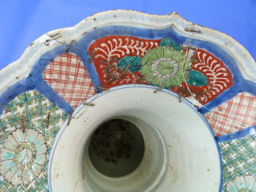 A large Imari porcelain Vase, Meiji period, circa mid-19th century, with flared trumpet neck, the - Image 3 of 4