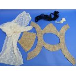 A quantity of mixed antique Lace, including a yoke and sleeve edging, stoles, flounces, panels etc.,