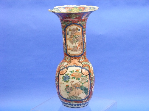 A large Imari porcelain Vase, Meiji period, circa mid-19th century, with flared trumpet neck, the