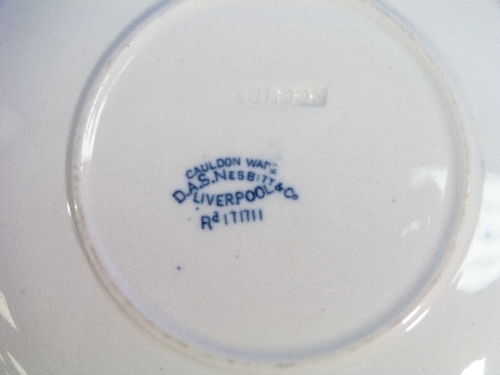 David MacIver Line; a D.A.S. Nesbitt & Co. (Liverpool) Cauldon Ware saucer, printed in blue and - Image 3 of 3