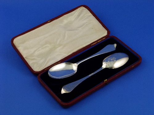 A cased pair of Edwardian silver Table Spoons, by Thomas Bradbury & Sons, hallmarked Sheffield,