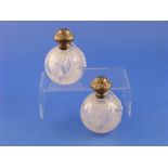 A pair of Edwardian silver mounted cut glass Scent Bottles, by Henry Matthews, hallmarked