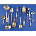 A mixed quantity of silver Flatware, including a George III sauce ladle, by Mary & Elizabeth Sumner,