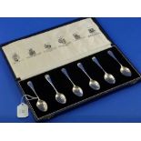 Bath Interest; A cased set of six commemorative Silver Tea Spoons, by Roberts & Belk Ltd.,