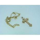 A 9ct yellow gold Chain, together with a 9ct rose gold Cross Pendant, approx total weight 6.4g (2)