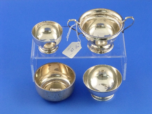 A George V silver two handled Sugar Bowl, by Sydney & Co., hallmarked Birmingham, 1912, of