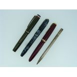 A 1937 Coronation Fountain Pen, with presentation inscription, green with red/white.blue mounted