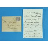 Horatio Herbert Kitchener; a hand written letter from Kitchener, 17 Belgrave Square, dated 19th July