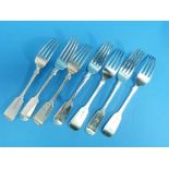 A set of seven Exeter silver fiddle pattern Forks, by Josiah Williams & Co., hallmarked Exeter 1861,