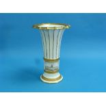 A Royal Copenhagen porcelain Vase, of fluted trumpet form with moulded bands and gilt highlights,