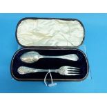 A cased Victorian silver Spoon and Fork Set, by Chawner & Co., hallmarked London, 1872, floral and