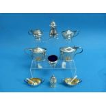 A George V silver three piece Cruet set, by Mappin & Webb, hallmarked Birmingham, 1931, mustard