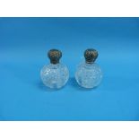 A pair of late Victorian silver mounted cut glass Scent Bottles, by G.Watts & Co., hallmarked