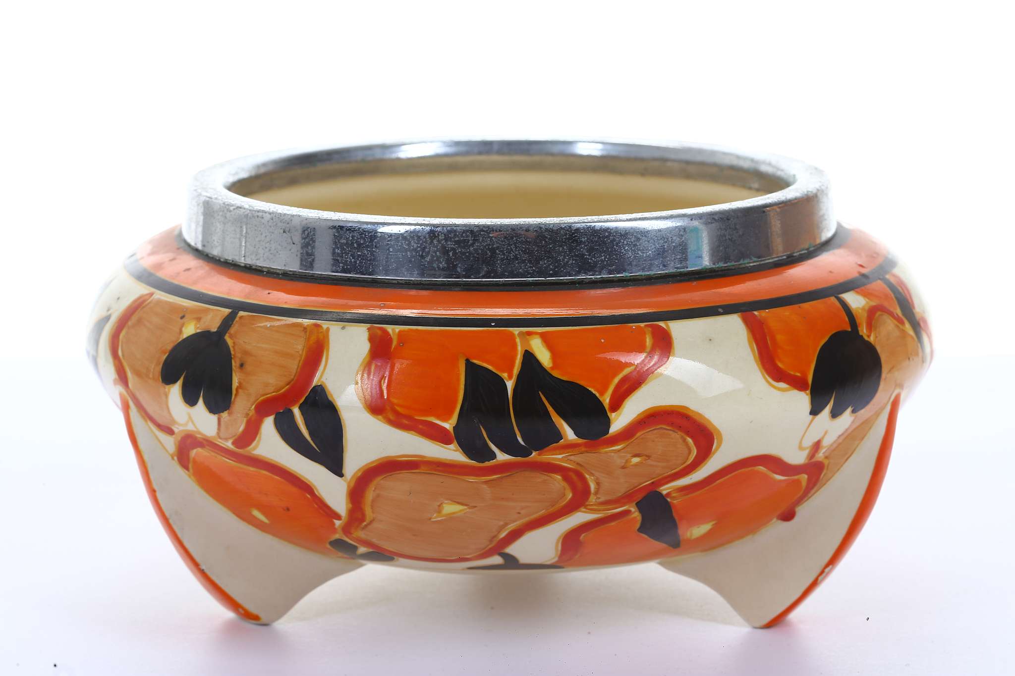 CLARICE CLIFF FANTASQUE BIZARRE 478 SHAPE FRUIT BOWL, in Orange Chintz pattern, printed Bizarre - Image 3 of 8