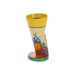 CLARICE CLIFF FANTASQUE YO VASE, in Gayday pattern, printed Fantasque marks under, (15.5cm high)