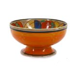 CLARICE CLIFF BIZARRE PEDESTAL BOWL, in Melons pattern, printed Bizarre marks under, (23cm high)