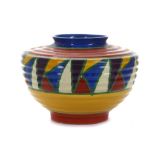 CLARICE CLIFF BIZARRE 356 SHAPE VASE, in geometric pattern, printed Bizarre marks under, (24cm