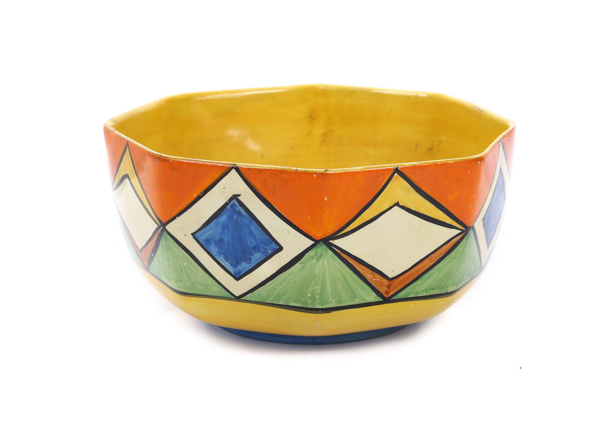 CLARICE CLIFF BIZARRE ATHENS SHAPE BOWL, in geometric pattern, printed Bizarre marks under, (20cm