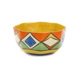 CLARICE CLIFF BIZARRE ATHENS SHAPE BOWL, in geometric pattern, printed Bizarre marks under, (20cm