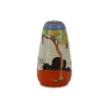 CLARICE CLIFF BIZARRE LYNTON SUGAR SIFTER, in Tulips pattern, printed Bizarre marks under, (12.5cm