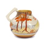 CLARICE CLIFF BIZARRE  634 SHAPE JUG, in Coral Firs pattern, printed Bizarre marks under, (18cm