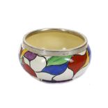 CLARICE CLIFF BIZARRE BOWL, in Patchwork Leaves pattern, with EPNS mounted rim, printed Bizarre