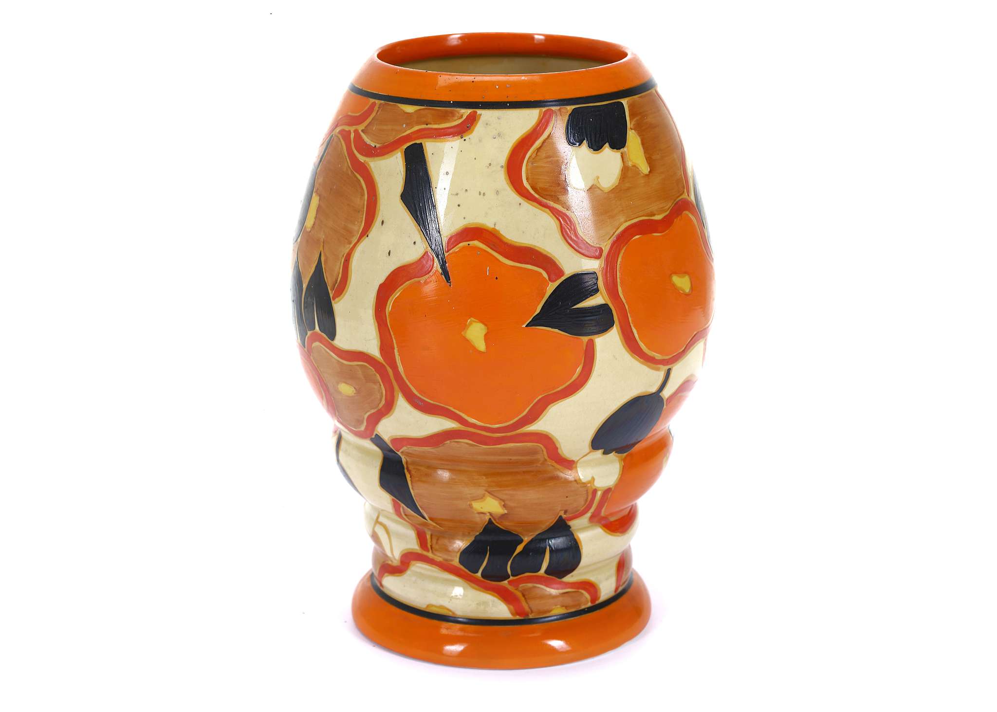 CLARICE CLIFF FANTASQUE BIZARRE 362 SHAPE VASE, in Orange Chintz pattern, printed Bizarre marks