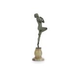 JOSEF LORENZL (AUSTRIAN, 1892-1950), an Art Deco bronze figure raised on a green onyx plinth,