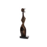 IRENE F WHITTOME (CANADIAN, b.1942), mid 20th century abstract bronze, violin form raised on a