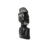 AFRICAN TRIBAL SCULPTURE, a mid 20th century, carved soapstone bust, (57cm high)