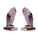 A PAIR OF HEREND OWL BOOKENDS, MODEL 5079, painted in colours with gilded claws and beak, 20th