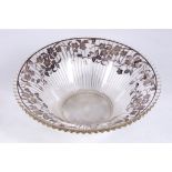 A silver overlay glass bowl, early 20th century, possibly by A. H. Heisey & Co., the flared form