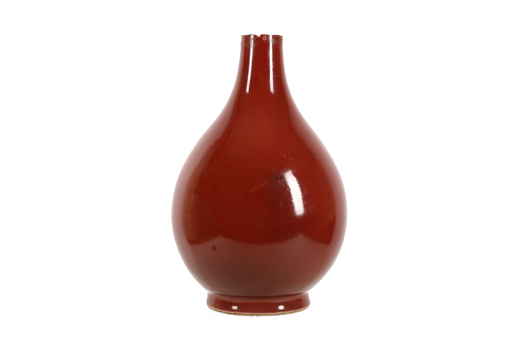 A Chinese Oxblood glazed porcelain vase, of baluster form, 28cm high (damaged)