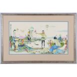 Samuel Fenton (b.1923), 'Hole in One', watercolour, signed 30 x 55cm, mounted and framed with